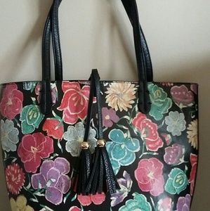 Floral leather handbag